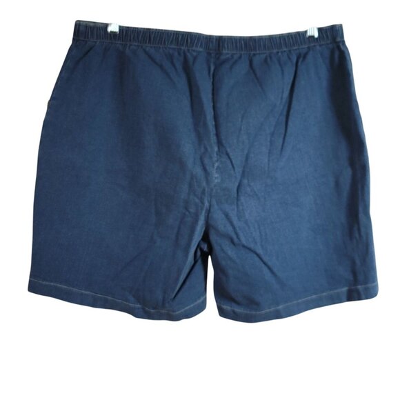 Denim & Co. Jean Shorts Blue 2X Pull On Elastic Waist Pockets Flat Front QVC - Picture 4 of 6